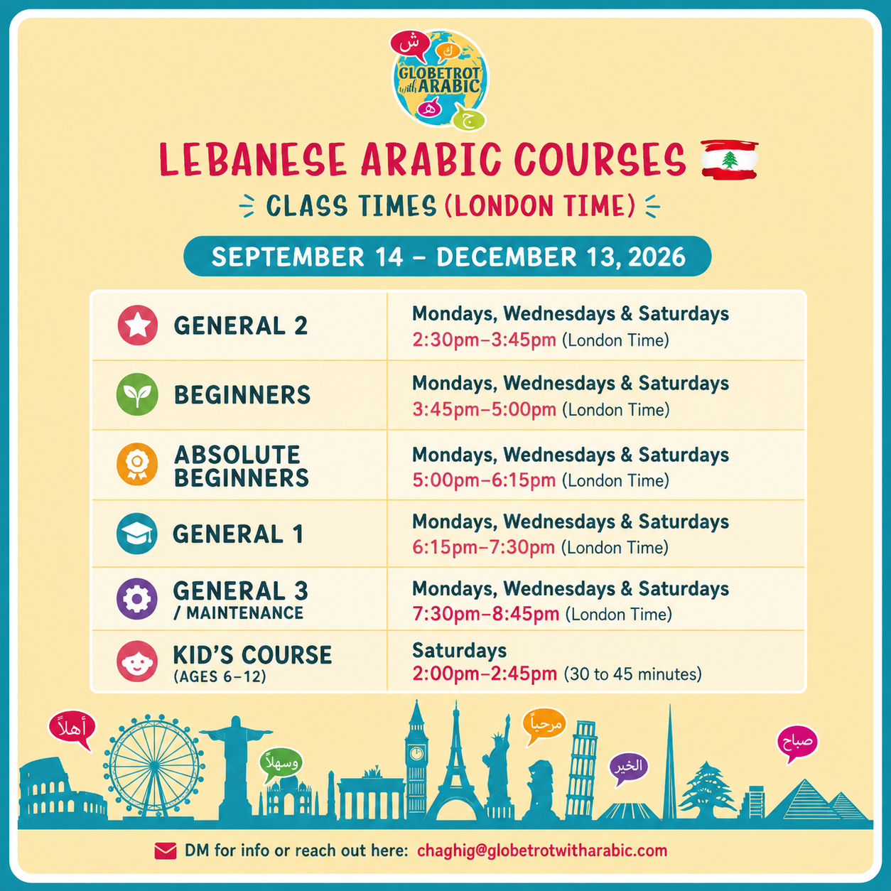 Lebanese Arabic Live Zoom Courses | 3-Month Interactive Lebanese Dialect Program